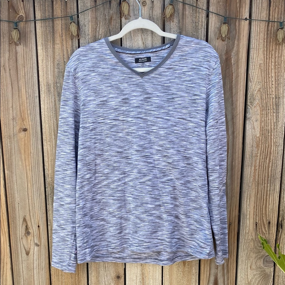 alfani regular fit shirt men gray long sleeve size L